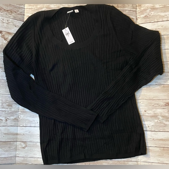 🆕 GAP Women’s CashSoft Ribbed Scoopneck Lightweight Sweater Black XLarge 16-18 - Picture 6 of 16